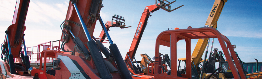 aerial work platforms in a row