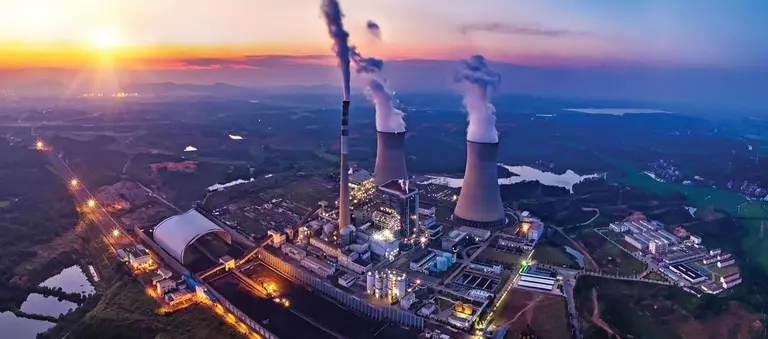 aerial view of a nuclear power plant