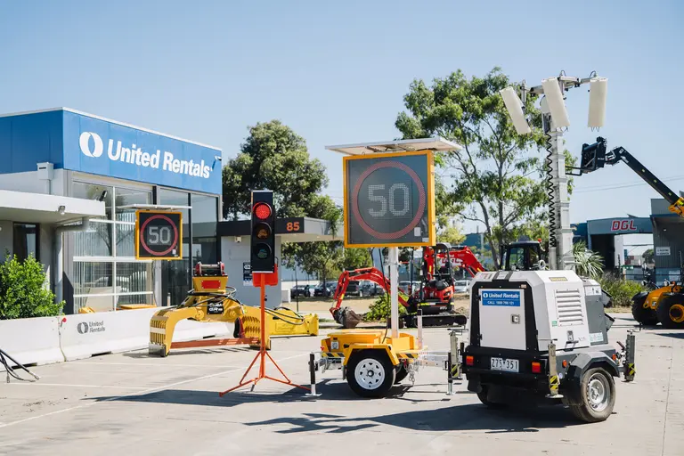 mobile signs and traffic lights and lights on ground 