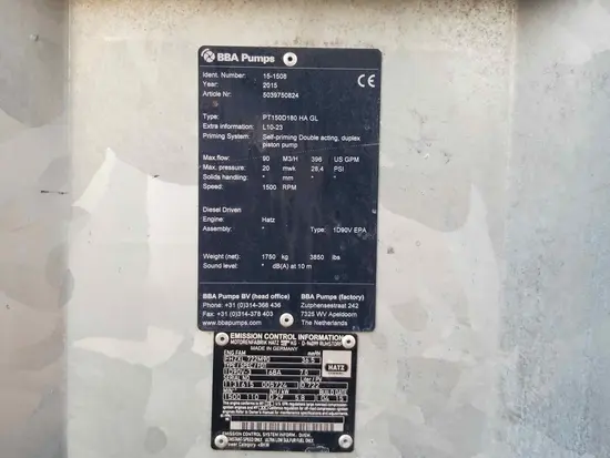 2016 BBA PT150 Pump
