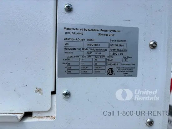 2022 Generac MMG45IF4 Diesel Generator