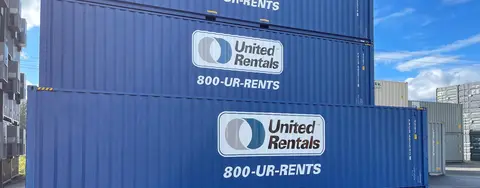 three blue storage containers stacked on each other