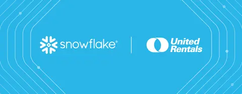 The Snowflake and United Rentals logos on a light blue background.