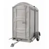 Gray Polyjo Double Porta Potty, Trailer Mounted