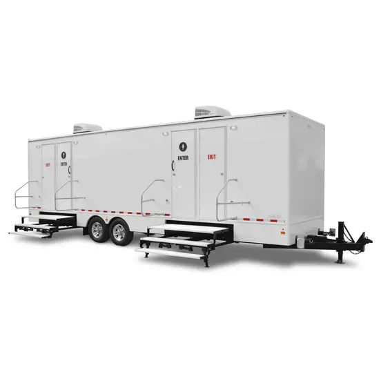 White Satellite 10-Station Restroom Trailer with 4 Sinks